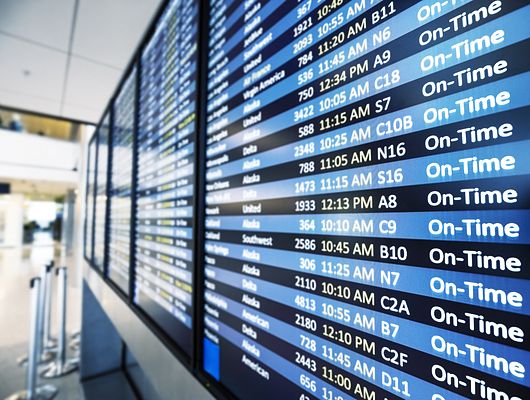 Airline schedule on tv screens