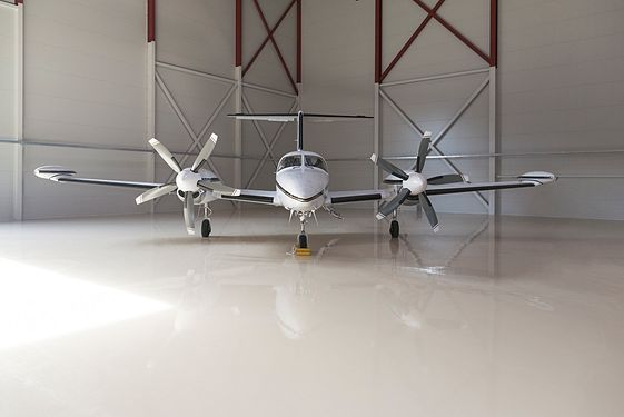 Small airplane in garage 