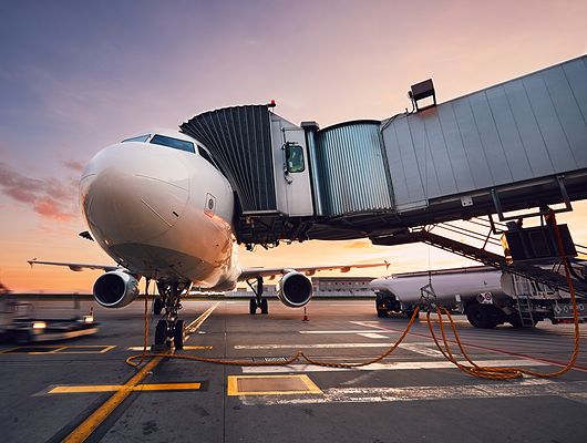 Plane with loading equipment 