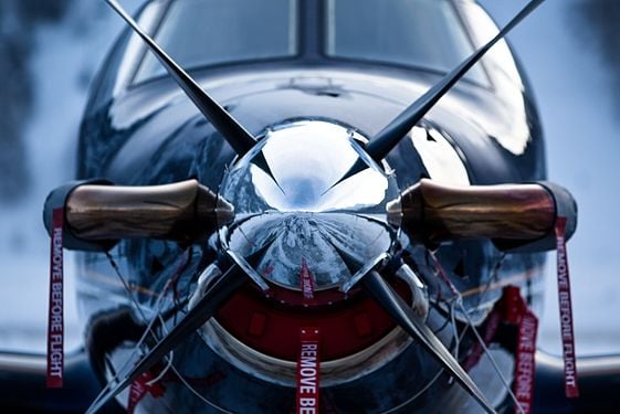 Closeup of airplane nose
