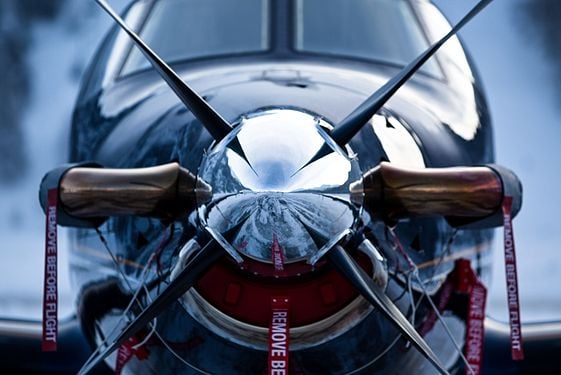 Closeup of airplane nose